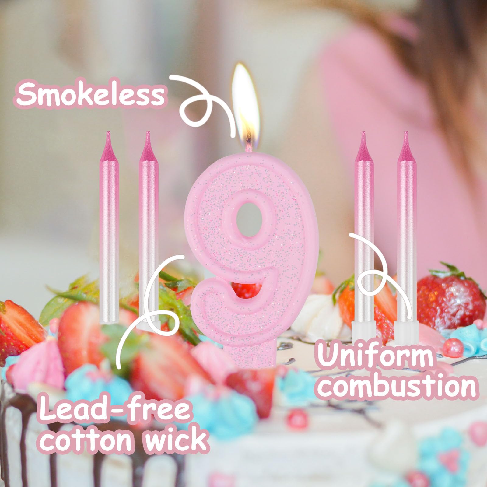 Amazon.co.jp: ZHIHUI 数字誕生日キャンドル 7個 ピンク ナンバー5